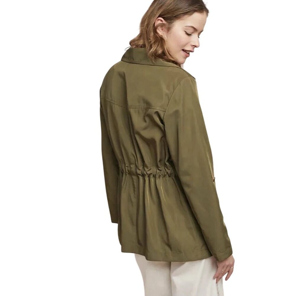 Anthropologie Gisborne Anorak Size Medium Long Sleeve Olive Utility Outerwear - Picture 2 of 8